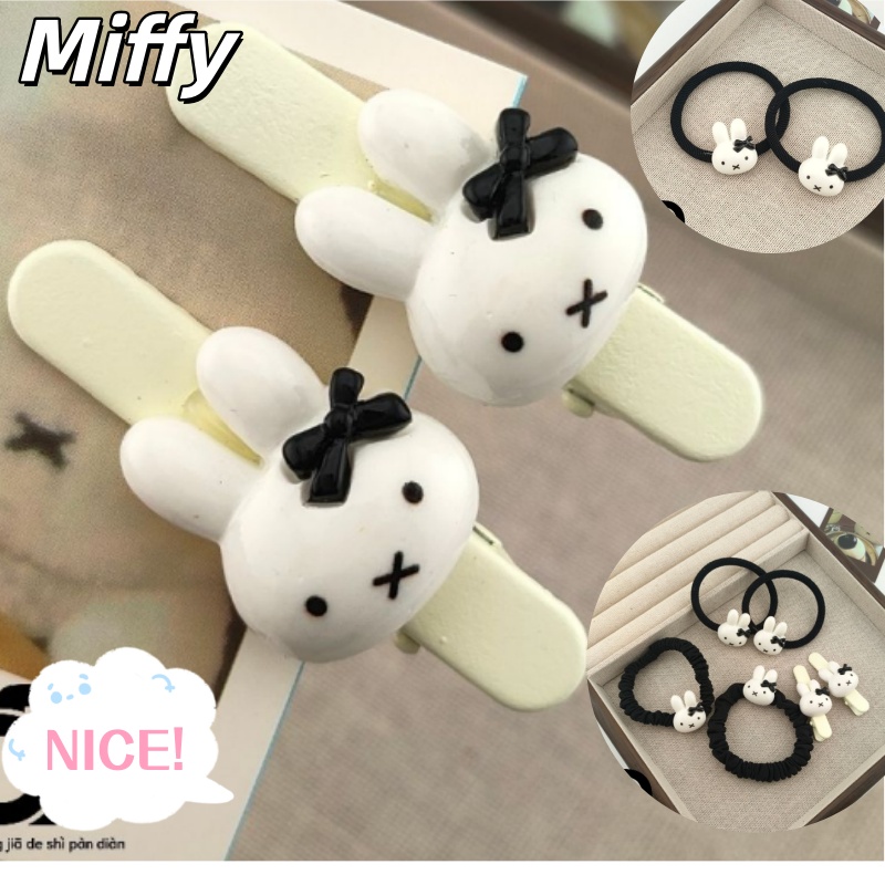 Tie Clip Set - Cute Miffy Bunny Bow Hair Tie,