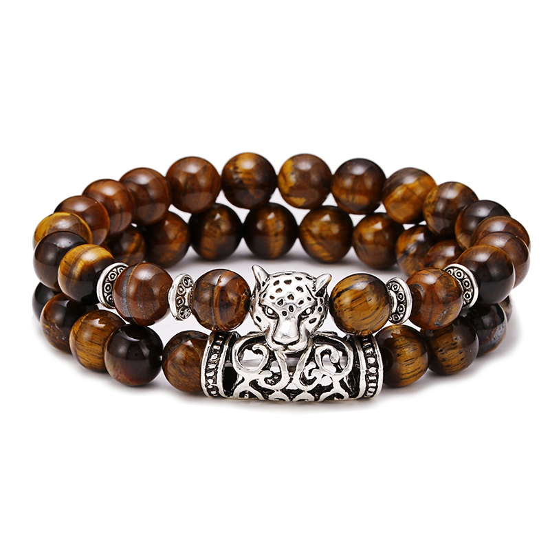 Men'S Accessories Premium - Premium 2Pcs/Set Leopard Beaded Men Apparel