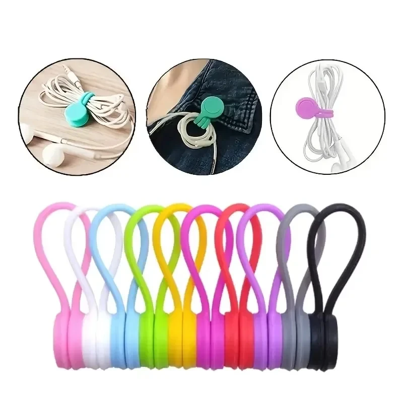 Tie Clip Set - 5/3/1PCS Silicone Magnetic Cable Tie Reusable