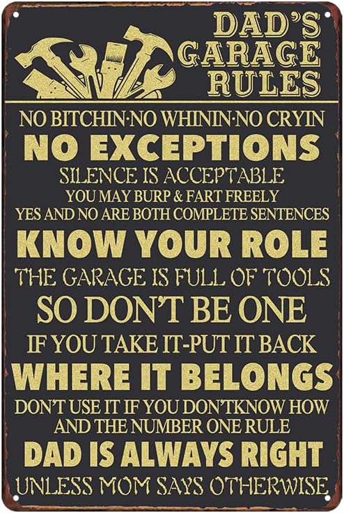 Men Accessories Rule - Garage Signs Gifts For Men Funny