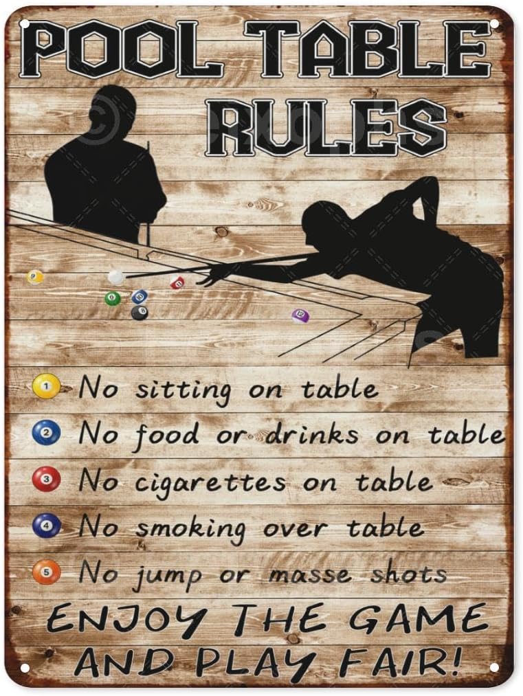Men Accessories Rule - Vintage Room Rules Metal Sign Billiard